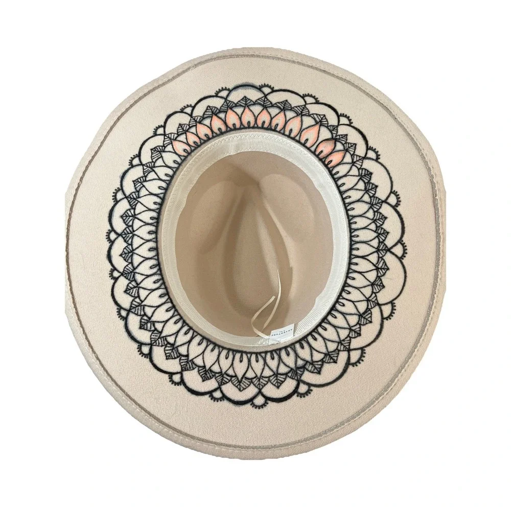 Women's belt hat hand-painted beige